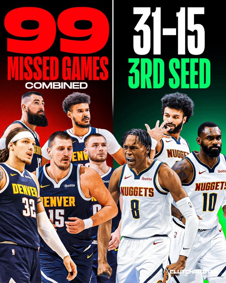 开云体育网址-4主力+瓦兰合计缺席99场！掘金依旧31胜15负排西部第三！